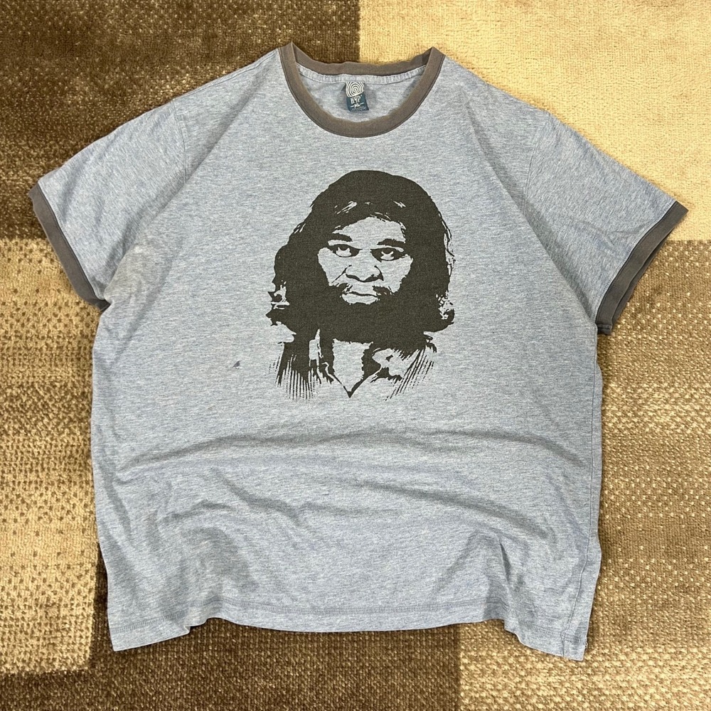 GEICO T Shirt Graphic Print Ringer Neck Mens XL Blue Polyester Cotton Blend